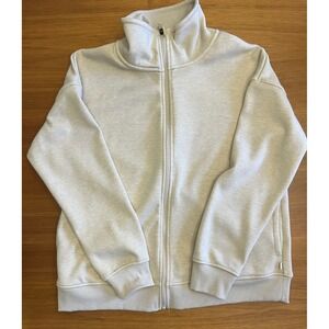 Mondetta Full Zip Sweatshirt Women Large Oatmeal Pre-owned Fleece Mock Neck